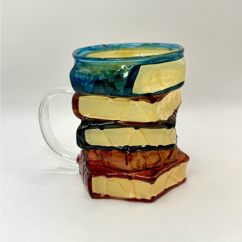 Book Glass Coffee Mug Tea Cup Readers Gift 4.2” Tall